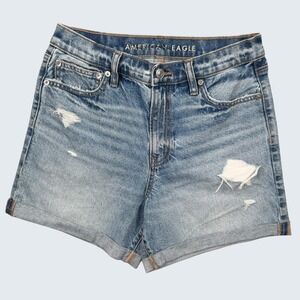 American Eagle Outfitters Shorts Womens 28‎ Blue Distressed Cutoff Denim Cuffed